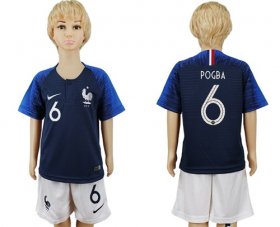 Wholesale Cheap France #6 Pogba Home Kid Soccer Country Jersey