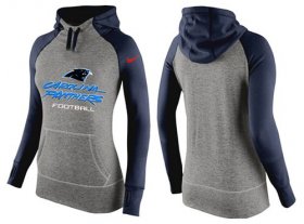 Wholesale Cheap Women\'s Nike Carolina Panthers Performance Hoodie Grey & Dark Blue