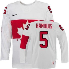 Wholesale Cheap Olympic 2014 CA. #5 Dan Hamhuis White Stitched NHL Jersey