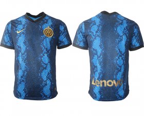 Wholesale Cheap Men 2021-2022 Club Inter Milan home blue aaa versio blank Nike Soccer Jersey