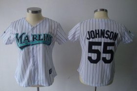 Wholesale Cheap Marlins #55 Josh Johnson White Women\'s Fashion Stitched MLB Jersey