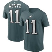 Wholesale Cheap Philadelphia Eagles #11 Carson Wentz Nike Team Player Name & Number T-Shirt Midnight Green