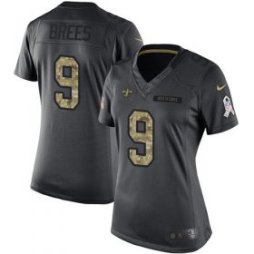 Wholesale Cheap Nike Saints #9 Drew Brees Black Women\'s Stitched NFL Limited 2016 Salute to Service Jersey