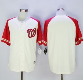 Wholesale Cheap Nationals Blank Cream/Red Exclusive New Cool Base Stitched MLB Jersey