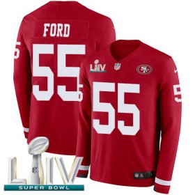 Wholesale Cheap Nike 49ers #55 Dee Ford Red Super Bowl LIV 2020 Team Color Men\'s Stitched NFL Limited Therma Long Sleeve Jersey