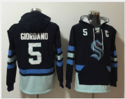Wholesale Cheap Men's Seattle Kraken #5 Mark Giordano Navy Ageless Must-Have Lace-Up Pullover Hoodie