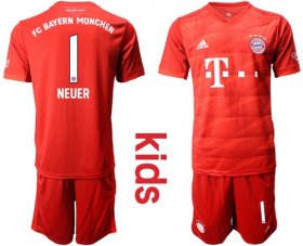 Wholesale Cheap Bayern Munchen #1 Neuer Home Kid Soccer Club Jersey