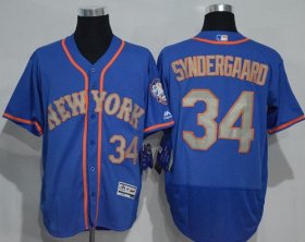 Wholesale Cheap Mets #34 Noah Syndergaard Blue(Grey NO.) Flexbase Authentic Collection Stitched MLB Jersey