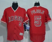 Wholesale Cheap Angels of Anaheim #5 Albert Pujols Red Flexbase Authentic Collection Stitched MLB Jersey