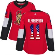 Wholesale Cheap Adidas Senators #11 Daniel Alfredsson Red Home Authentic USA Flag Women's Stitched NHL Jersey