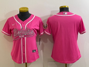 Wholesale Cheap Women's Miami Dolphins Blank Pink With Patch Cool Base Stitched Baseball Jersey