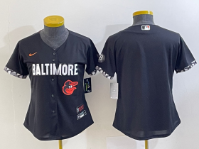 Wholesale Cheap Women\'s Baltimore Orioles Blank Black 2023 City Connect Cool Base Stitched Jersey 1