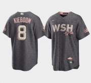 Wholesale Cheap Men's Washington Nationals #8 Carter Kieboom 2022 Grey City Connect Cherry Blossom Cool Base Stitched Jersey