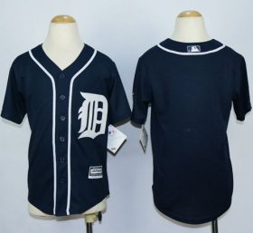Wholesale Cheap Tigers Blank Navy Blue Cool Base Stitched Youth MLB Jersey