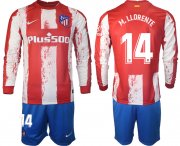 Wholesale Cheap Men 2021-2022 Club Atletico Madrid home red Long Sleeve 14 Soccer Jersey