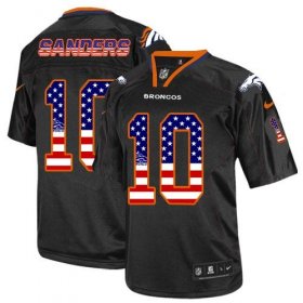 Wholesale Cheap Nike Broncos #10 Emmanuel Sanders Black Men\'s Stitched NFL Elite USA Flag Fashion Jersey