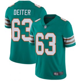Wholesale Cheap Nike Dolphins #63 Michael Deiter Aqua Green Alternate Men\'s Stitched NFL Vapor Untouchable Limited Jersey