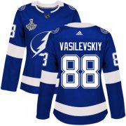 Cheap Adidas Lightning #88 Andrei Vasilevskiy Blue Home Authentic Women's 2020 Stanley Cup Champions Stitched NHL Jersey