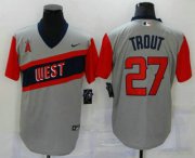 Wholesale Cheap Men's Los Angeles Angels Of Anaheim #27 Mike Trout Grey 2021 Little League Classic Stitched Nike Jersey