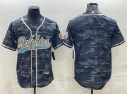 Wholesale Cheap Men's Miami Dolphins Blank Gray Camo With Patch Cool Base Stitched Baseball Jersey
