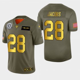 Wholesale Cheap Raiders #28 Josh Jacobs Men\'s Nike Olive Gold 2019 Salute to Service Limited NFL 100 Jersey