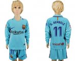 Wholesale Cheap Barcelona #11 O.Dembele Away Long Sleeves Kid Soccer Club Jersey