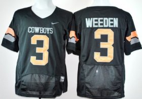 Wholesale Cheap Oklahoma State Cowboys #3 Brandon Weeden Black Pro Combat Jersey