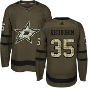 Cheap Adidas Stars #35 Anton Khudobin Green Salute to Service Youth Stitched NHL Jersey