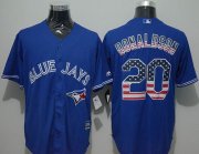 Wholesale Cheap Blue Jays #20 Josh Donaldson Blue USA Flag Fashion Stitched MLB Jersey