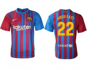 Wholesale Cheap Men 2021-2022 Club Barcelona home aaa version red 22 Nike Soccer Jersey