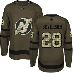 Wholesale Cheap Adidas Devils #28 Damon Severson Green Salute to Service Stitched NHL Jersey