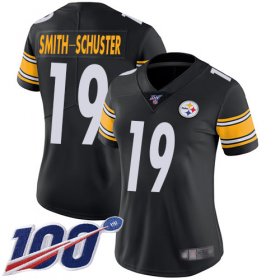 Wholesale Cheap Nike Steelers #19 JuJu Smith-Schuster Black Team Color Women\'s Stitched NFL 100th Season Vapor Limited Jersey