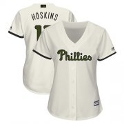 Wholesale Cheap Phillies #17 Rhys Hoskins Cream 2018 Memorial Day Cool Base Women's Stitched MLB Jersey