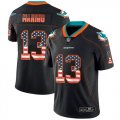 Wholesale Cheap Nike Dolphins #13 Dan Marino Black Men's Stitched NFL Limited Rush USA Flag Jersey