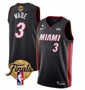 Wholesale Cheap Men's Miami Heat #3 Dwyane Wade Black 2023 Finals Icon Edition With NO.6 Patch Stitched Basketball Jersey