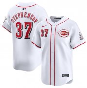 Cheap Men's Cincinnati Reds #37 Tyler Stephenson White Home Limited Stitched Baseball Jersey