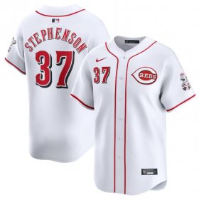 Cheap Men\'s Cincinnati Reds #37 Tyler Stephenson White Home Limited Stitched Baseball Jersey