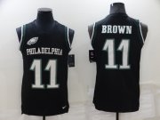 Wholesale Cheap Nike Philadelphia Eagles #11 A. J. Brown Black Alternate Men's Stitched NFL Limited Rush Tank Top Jersey