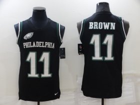 Wholesale Cheap Nike Philadelphia Eagles #11 A. J. Brown Black Alternate Men\'s Stitched NFL Limited Rush Tank Top Jersey