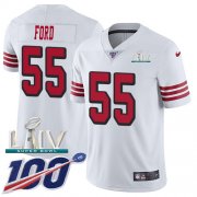 Wholesale Cheap Nike 49ers #55 Dee Ford White Super Bowl LIV 2020 Rush Men's Stitched NFL Limited 100th Season Jersey