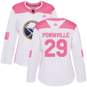 Wholesale Cheap Adidas Sabres #29 Jason Pominville White/Pink Authentic Fashion Women\'s Stitched NHL Jersey
