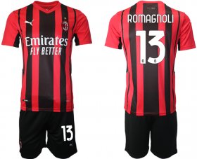 Wholesale Cheap Men 2021-2022 Club AC Milan home red 13 Soccer Jersey