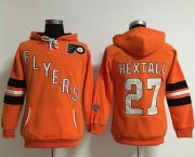 Wholesale Cheap Philadelphia Flyers #27 Ron Hextall Orange Women's Old Time Heidi NHL Hoodie