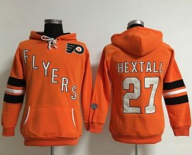 Wholesale Cheap Philadelphia Flyers #27 Ron Hextall Orange Women\'s Old Time Heidi NHL Hoodie
