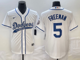 Wholesale Cheap Men's Los Angeles Dodgers #5 Freddie Freeman White Cool Base Stitched Baseball Jersey1