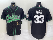 Cheap Men's Boston Celtics #33 Larry Bird Black With Patch Cool Base Stitched Baseball Jerseys