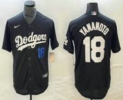 Cheap Men's Los Angeles Dodgers #18 Yoshinobu Yamamoto Number Black Turn Back The Clock Stitched Cool Base Jersey