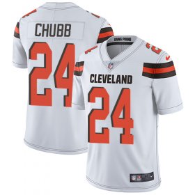 Wholesale Cheap Nike Browns #24 Nick Chubb White Men\'s Stitched NFL Vapor Untouchable Limited Jersey