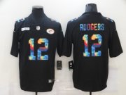 Wholesale Cheap Men's Green Bay Packers #12 Aaron Rodgers Multi-Color Black 2020 NFL Crucial Catch Vapor Untouchable Nike Limited Jersey