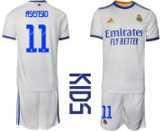 Wholesale Cheap Youth 2021-2022 Club Real Madrid home white 11 Soccer Jerseys